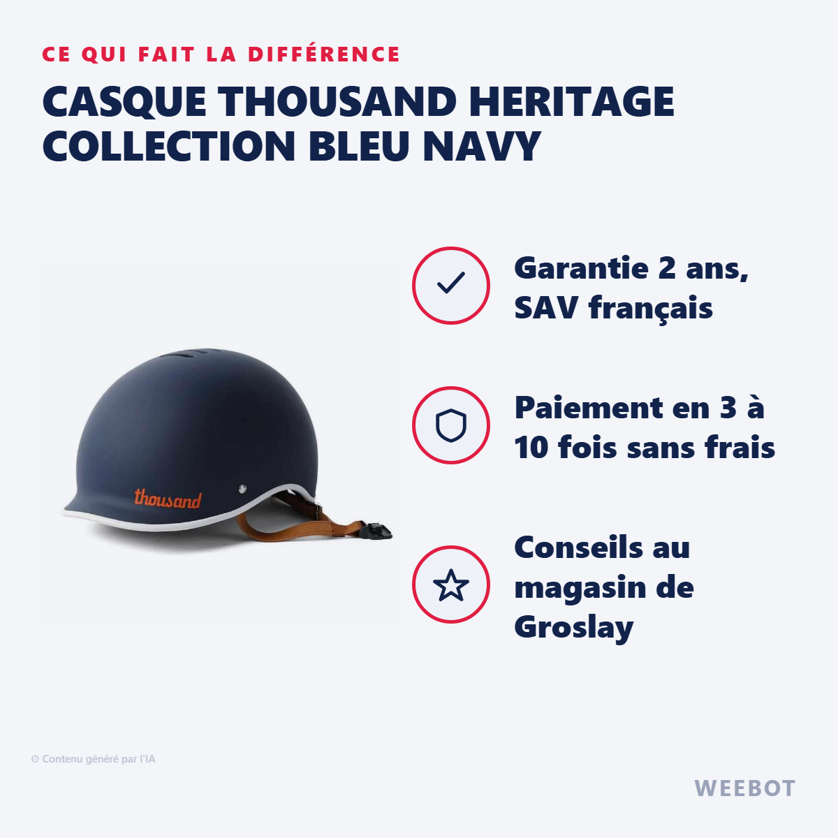 Casque Thousand Heritage Collection Bleu Navy : les points forts