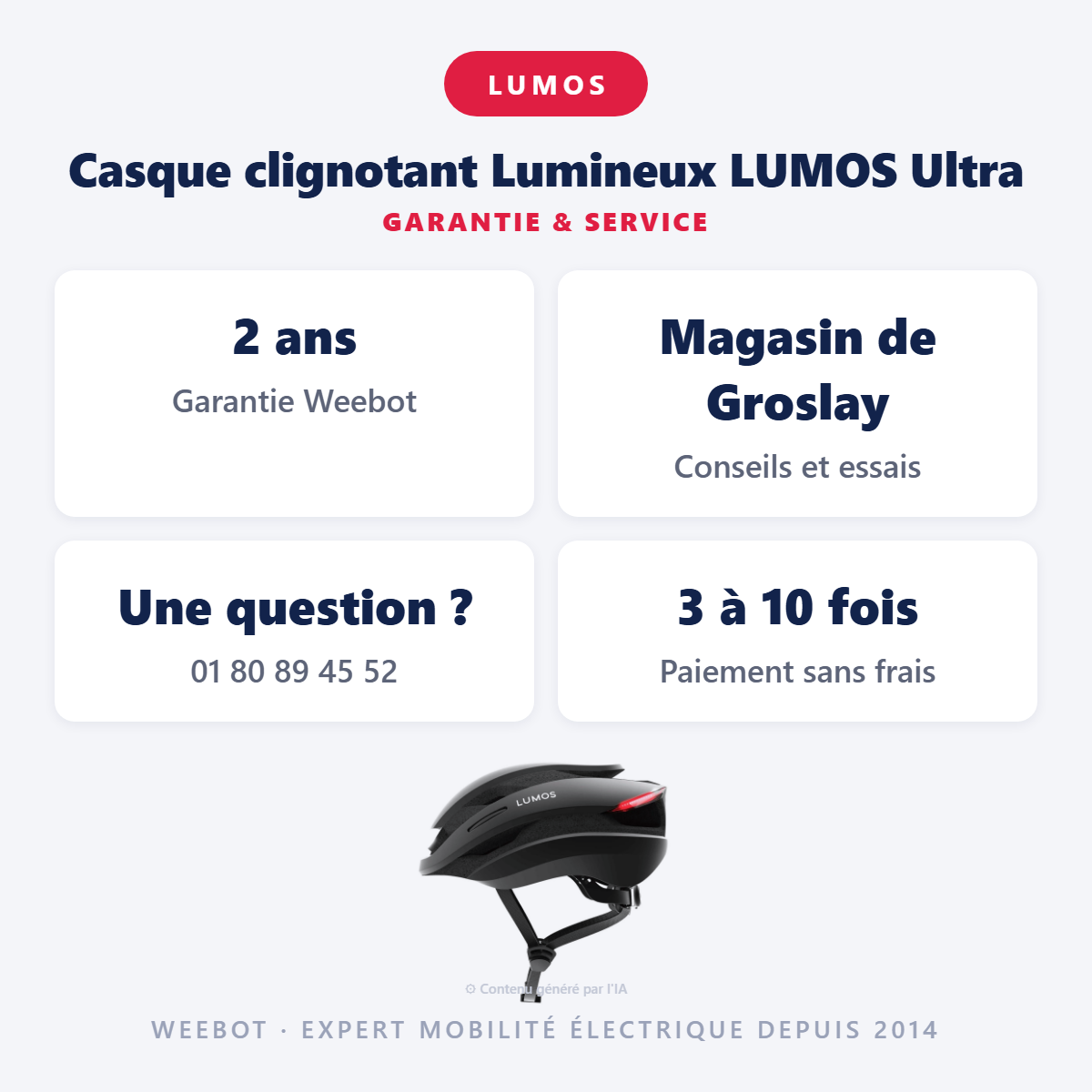 Casque clignotant Lumineux LUMOS Ultra : garantie 2 ans et service après-vente