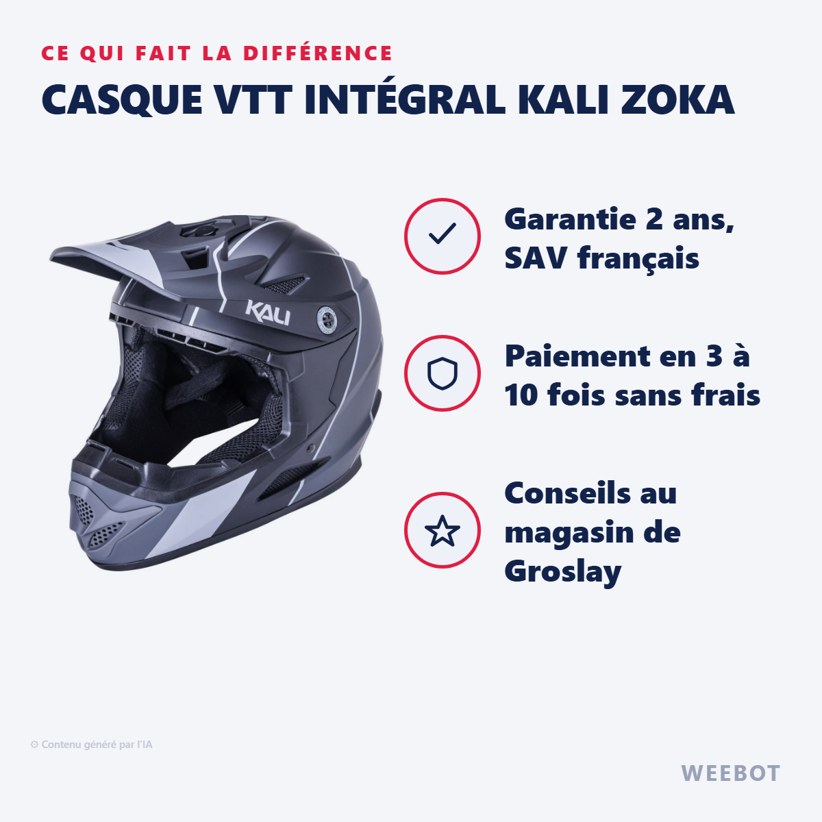 Casque VTT Intégral Kali ZOKA : les points forts