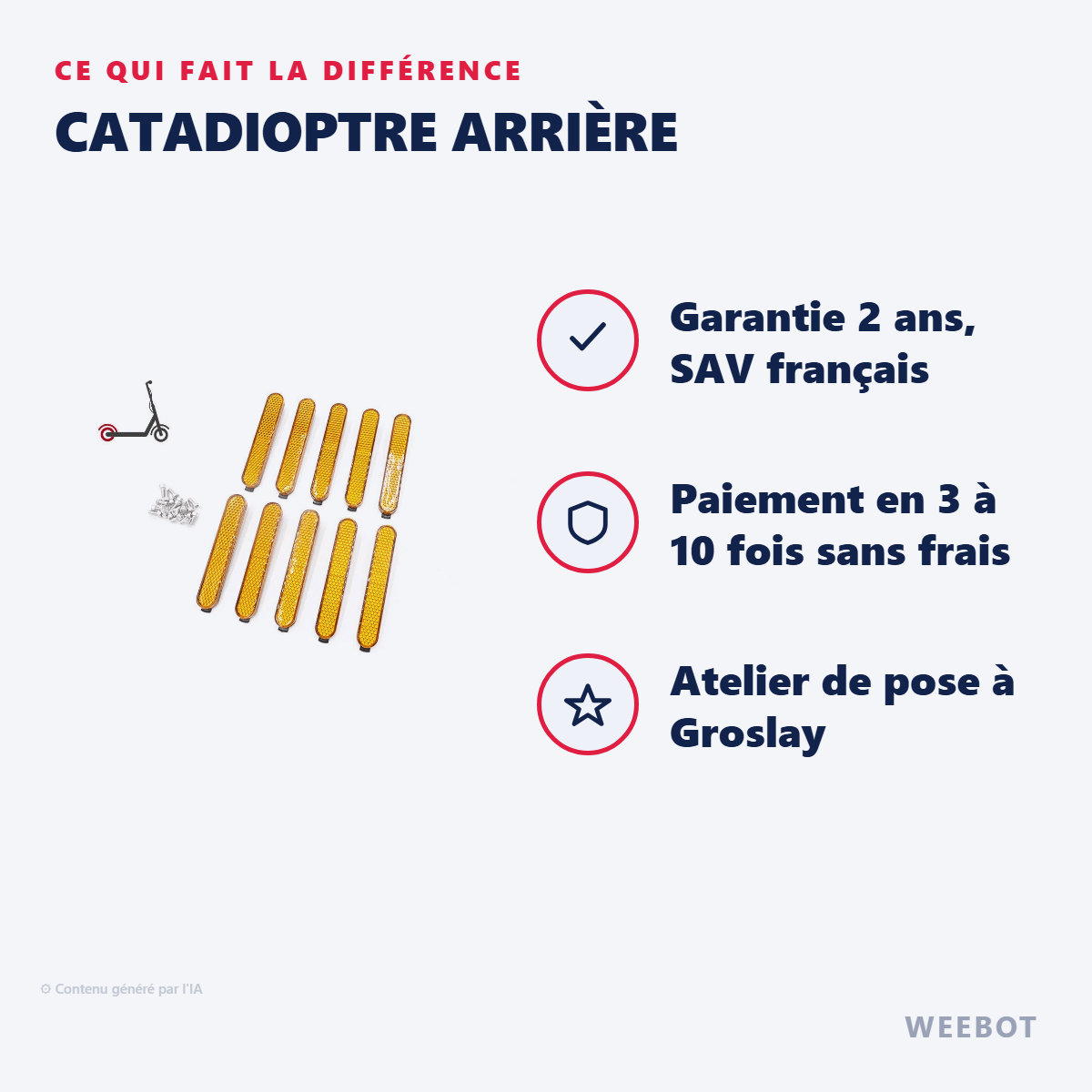 Catadioptre Arrière Pour Trottinette Électrique Xiaomi Pro (x10) - Weebot