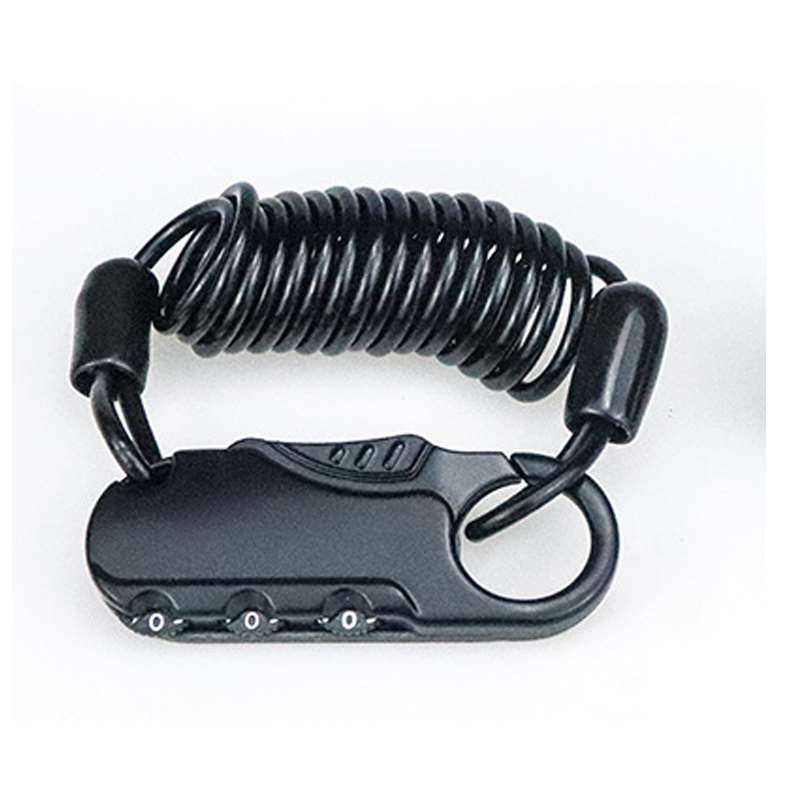 Antivol câble à code 3 chiffres noir compact pour casque de trottinette et vélo