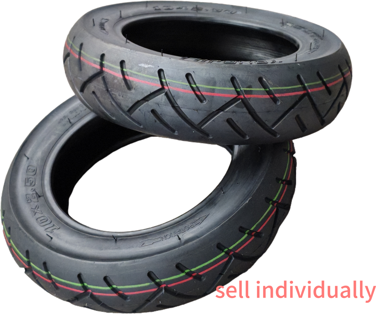 Pneus noirs 10x2,5 avec liserés de couleur pour trottinette électrique Dualtron Forever