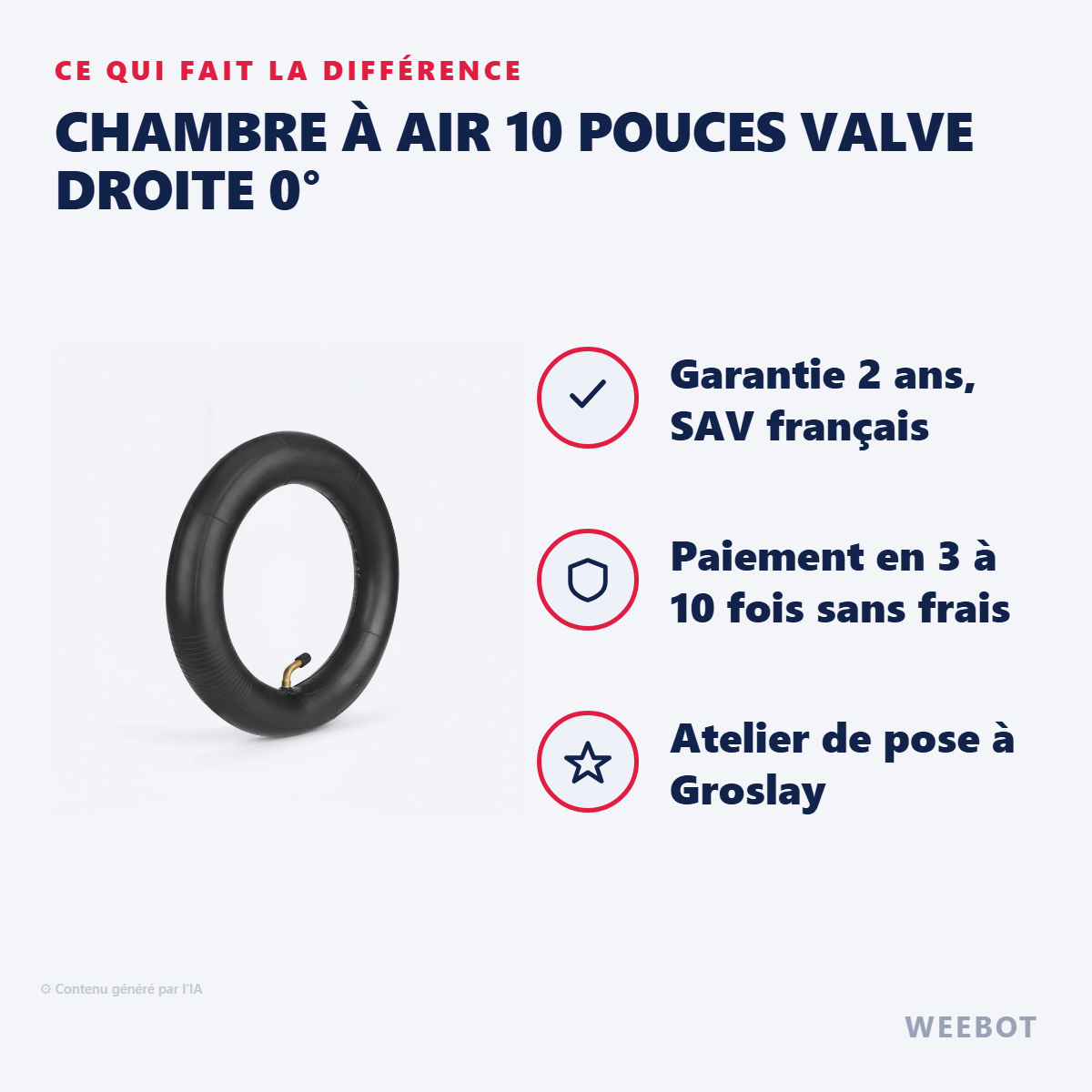 Chambre à Air 10 Pouces Valve Droite 0° : les points forts