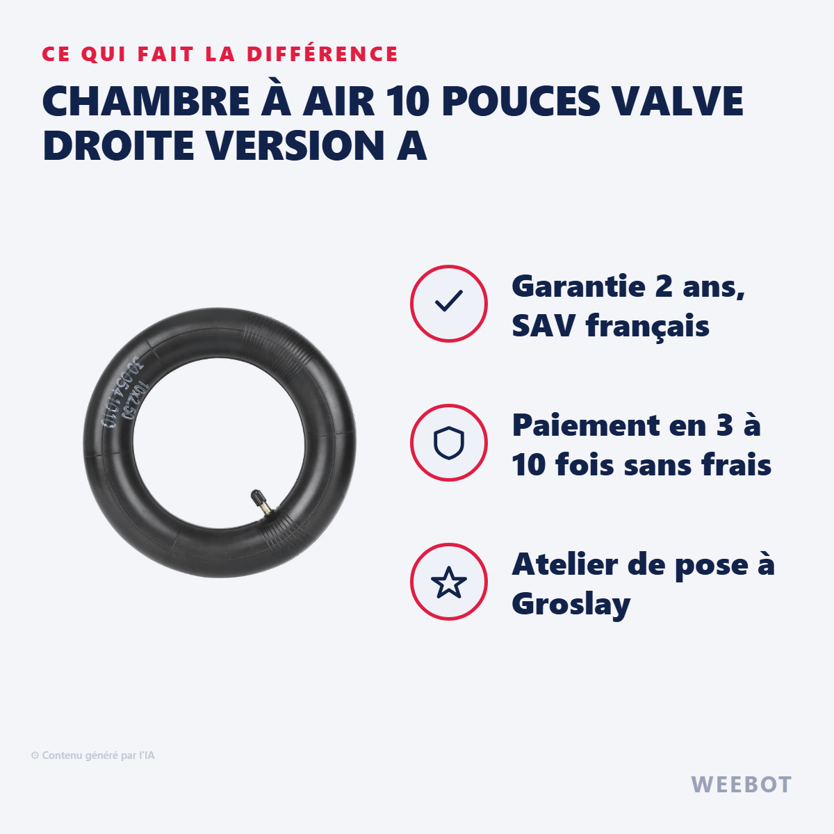 Chambre à Air 10 Pouces Valve Droite Version A : les points forts