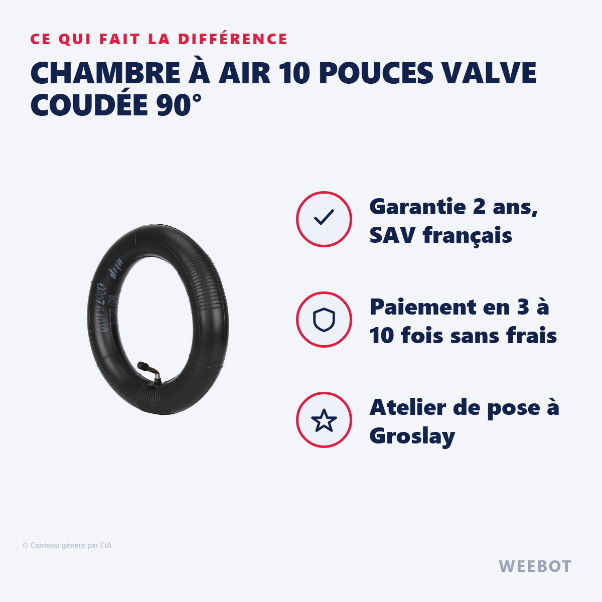 Chambre à Air 10 Pouces Valve Coudée 90° : les points forts