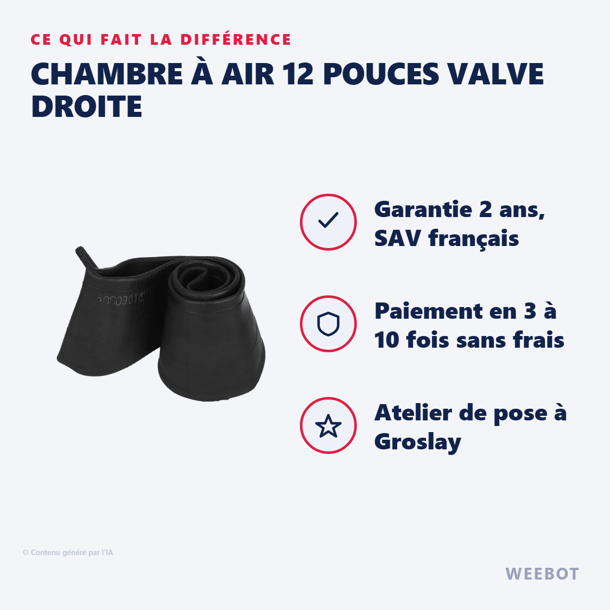 Chambre à Air 12 Pouces Valve Droite : les points forts
