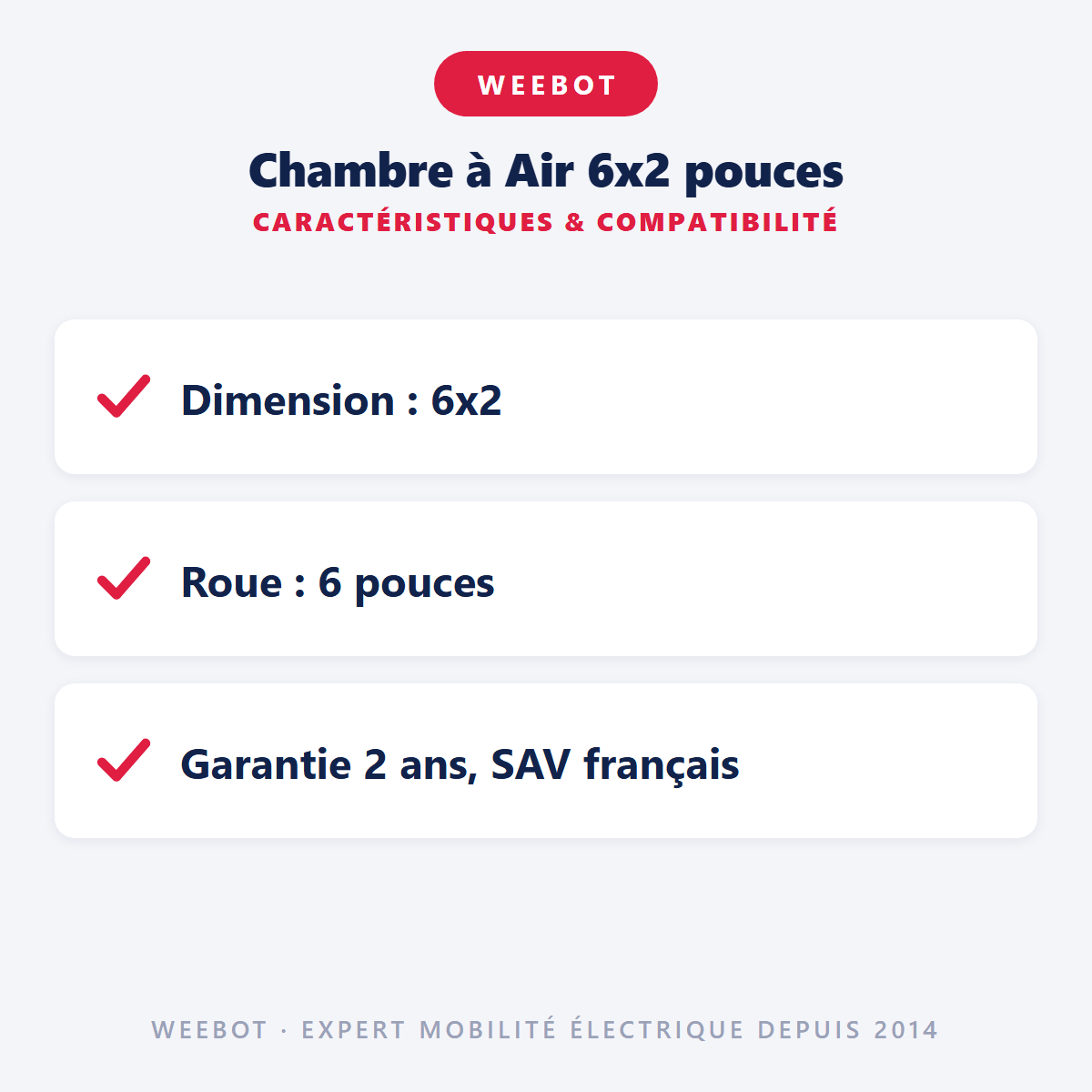 Chambre à Air 6x2 pouces pour Trottinette Électrique - Weebot