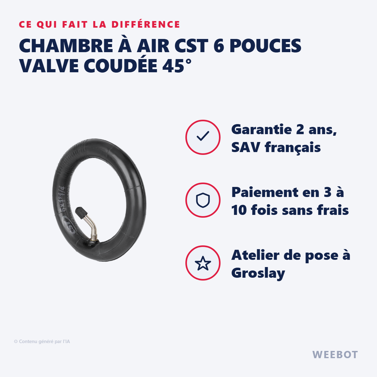 Chambre à Air CST 6 Pouces Valve Coudée 45° : les points forts