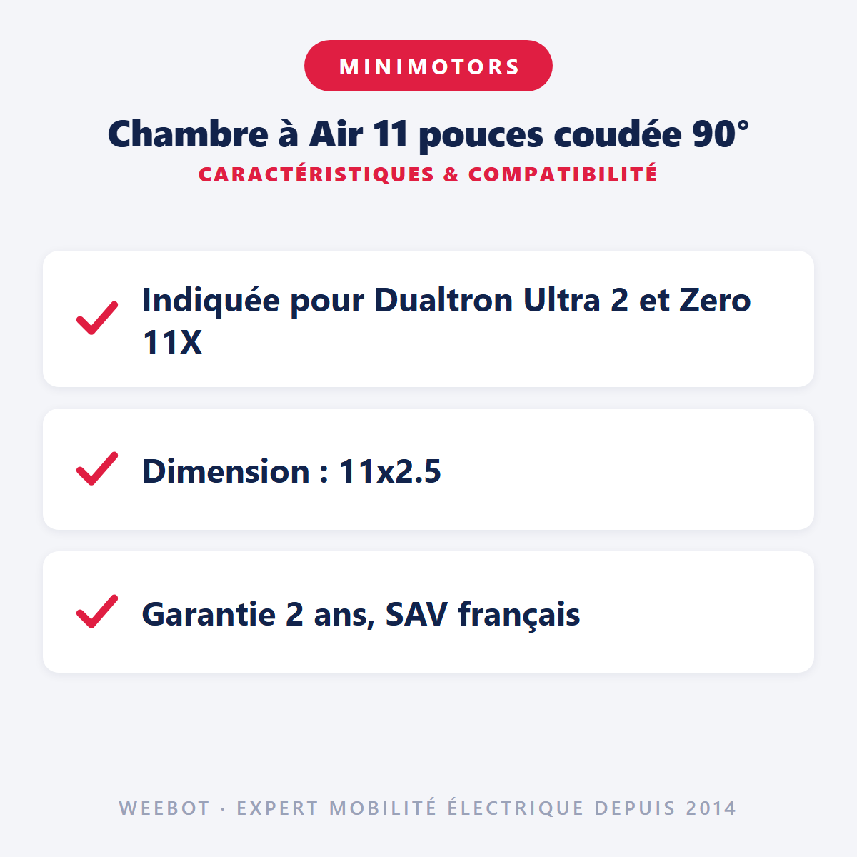 Chambre à Air 11 pouces coudée 90° : caractéristiques et compatibilité