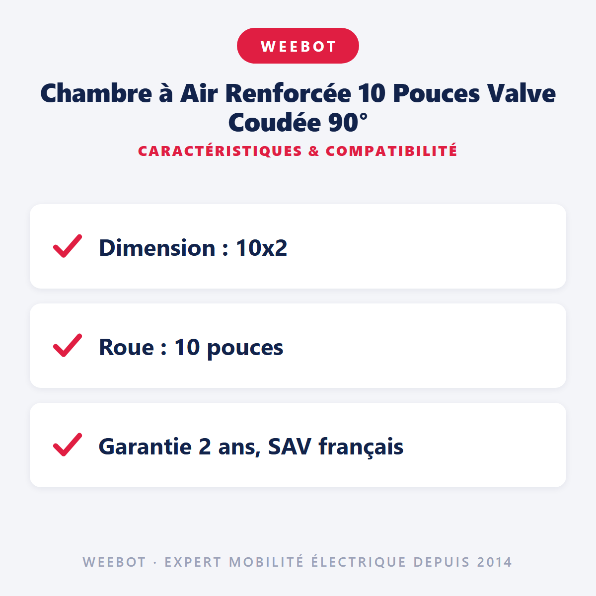 Chambre à Air Renforcée 10 Pouces Valve Coudée 90° : caractéristiques et compatibilité