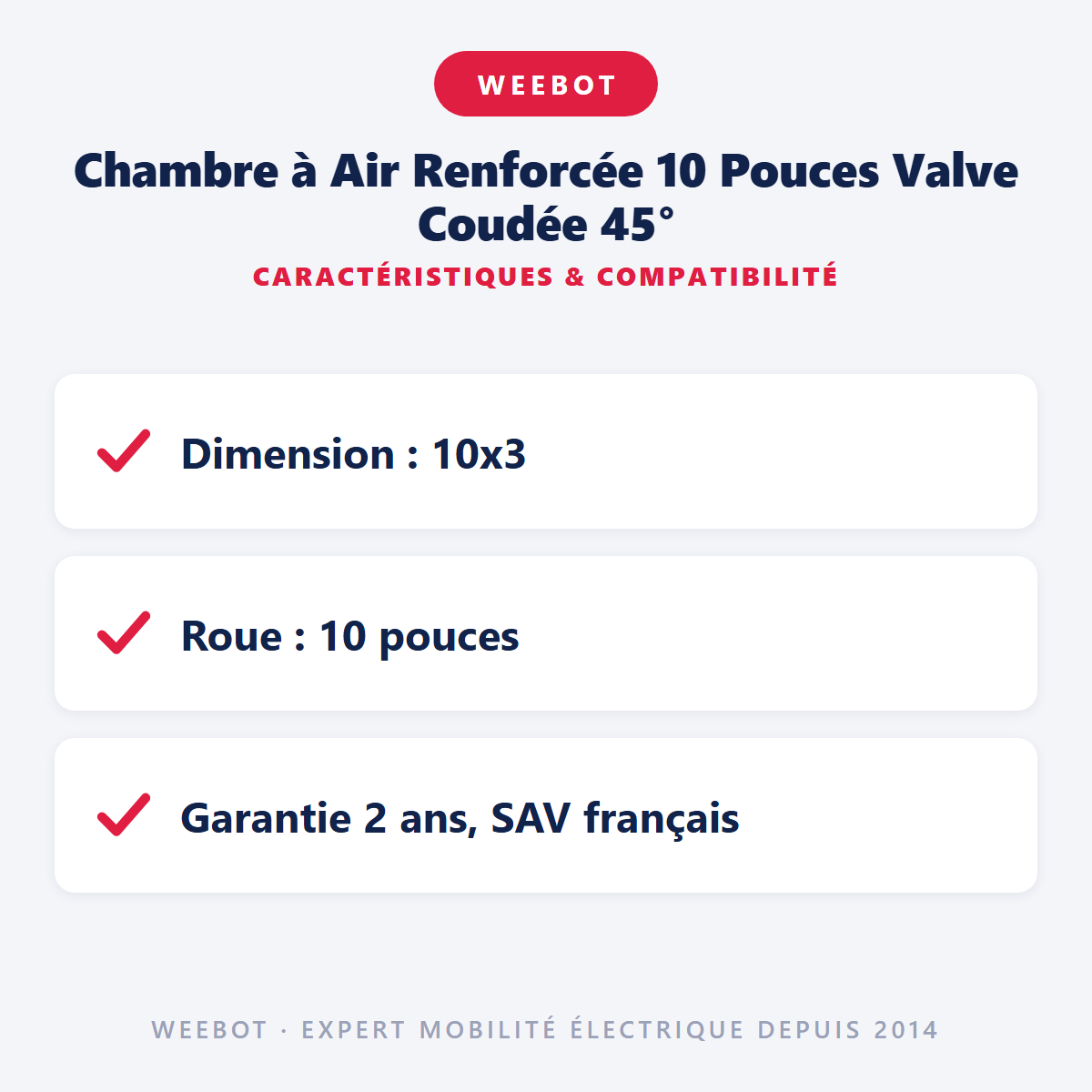 Chambre à Air Renforcée 10 Pouces Valve Coudée 45° : caractéristiques et compatibilité