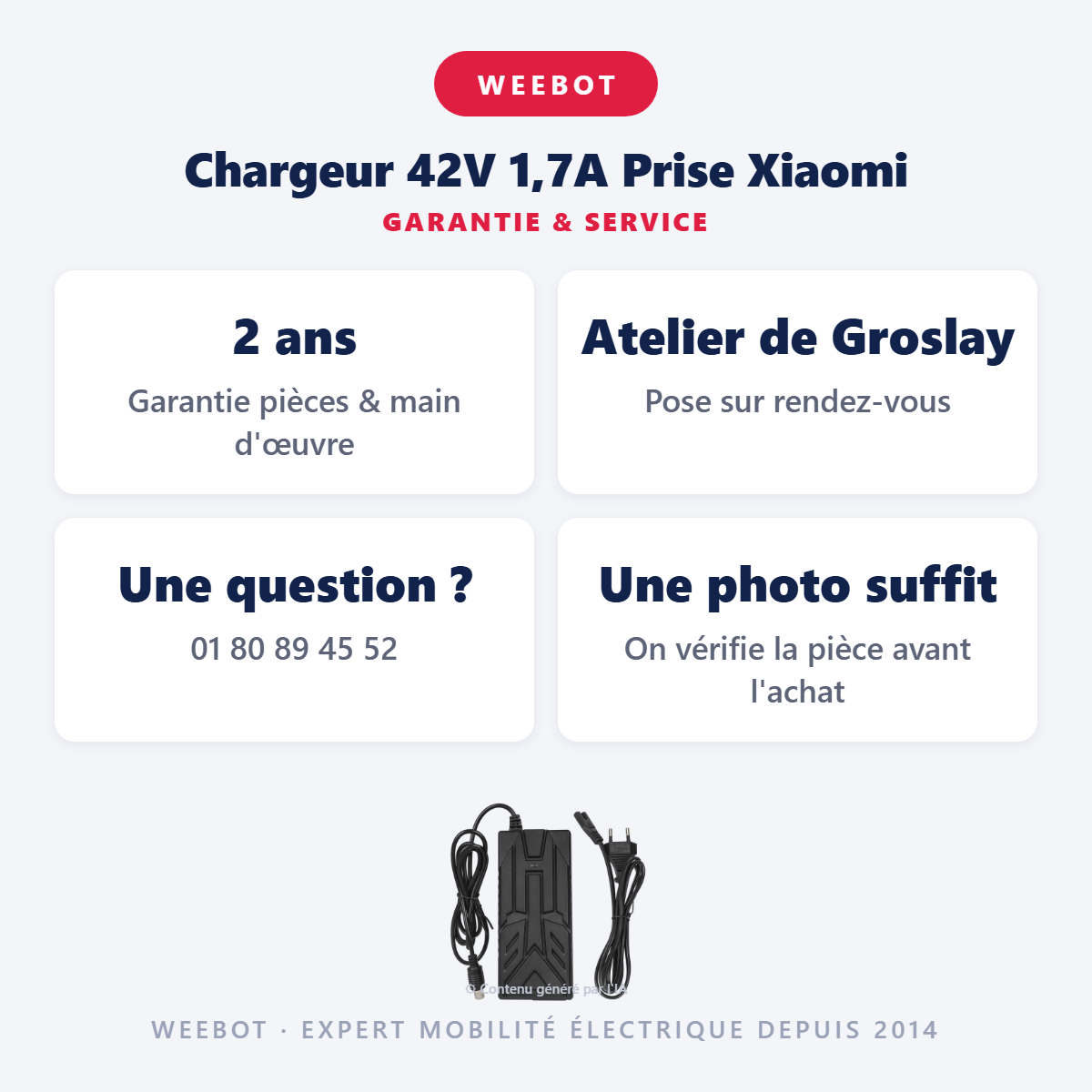 Chargeur 42V 1,7A Prise Xiaomi : garantie 2 ans et service après-vente