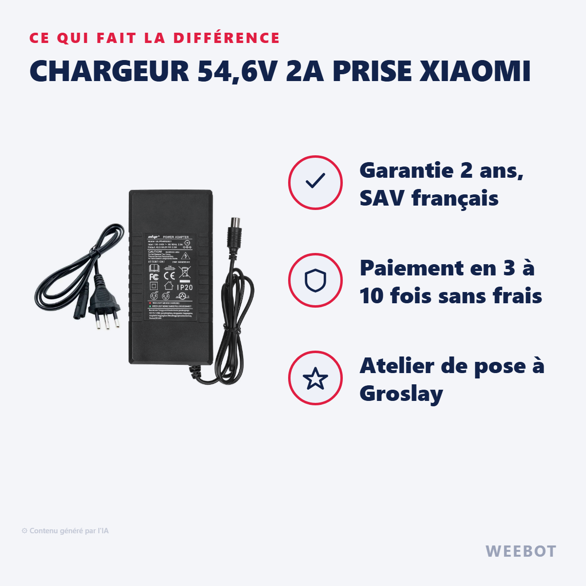 Chargeur 54,6V 2A Prise Xiaomi : les points forts