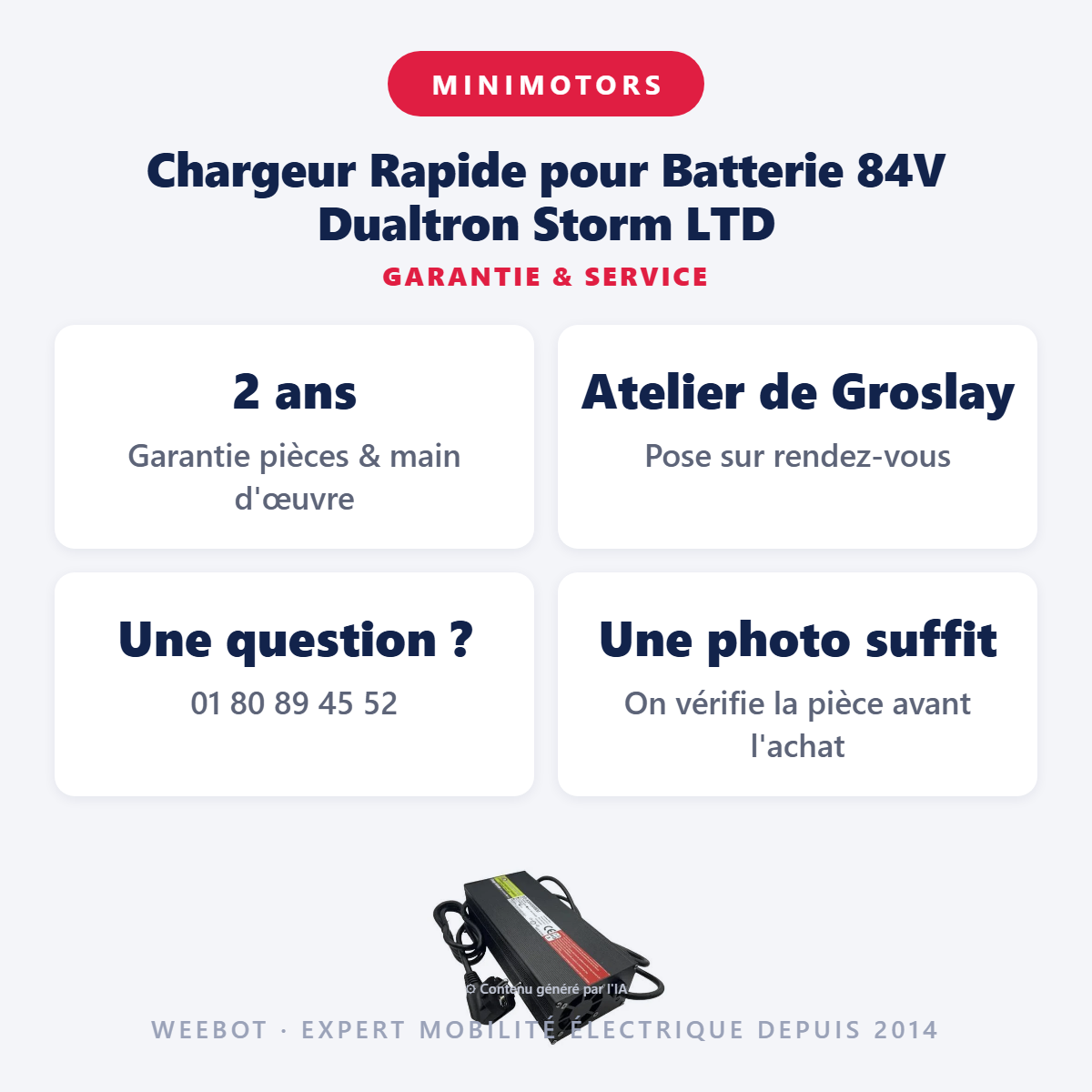 Chargeur Rapide pour Batterie 84V Dualtron Storm LTD : garantie 2 ans et service après-vente