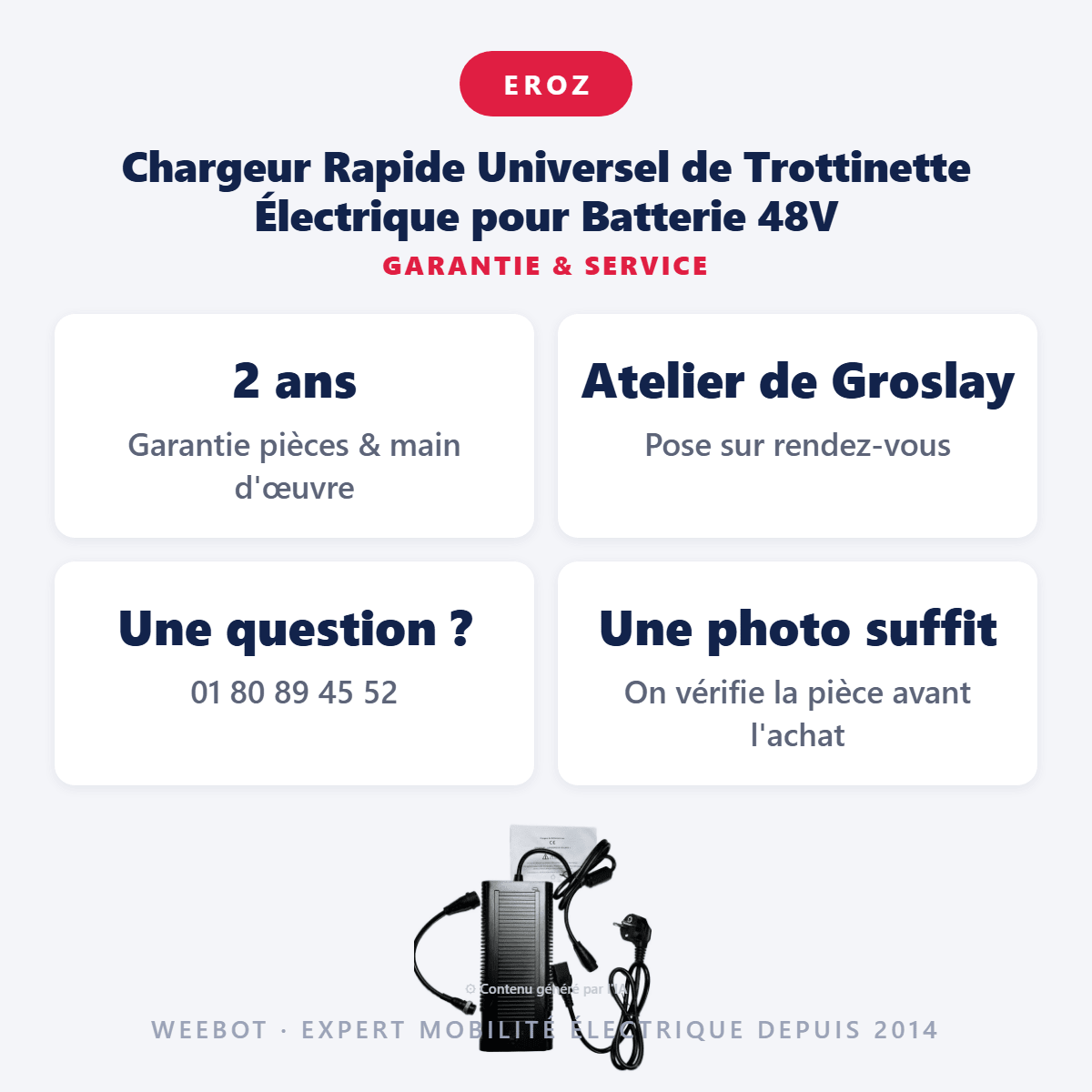 Chargeur Rapide Universel de Trottinette Électrique pour Batterie 48V - Weebot
