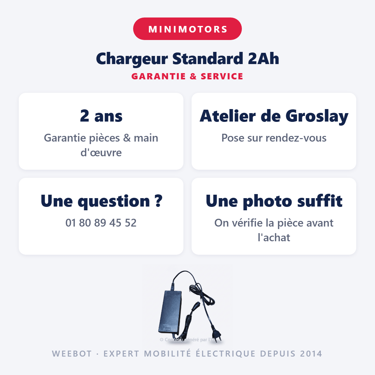 Chargeur Standard 2Ah pour Trottinette Electrique Dualtron Togo - Weebot