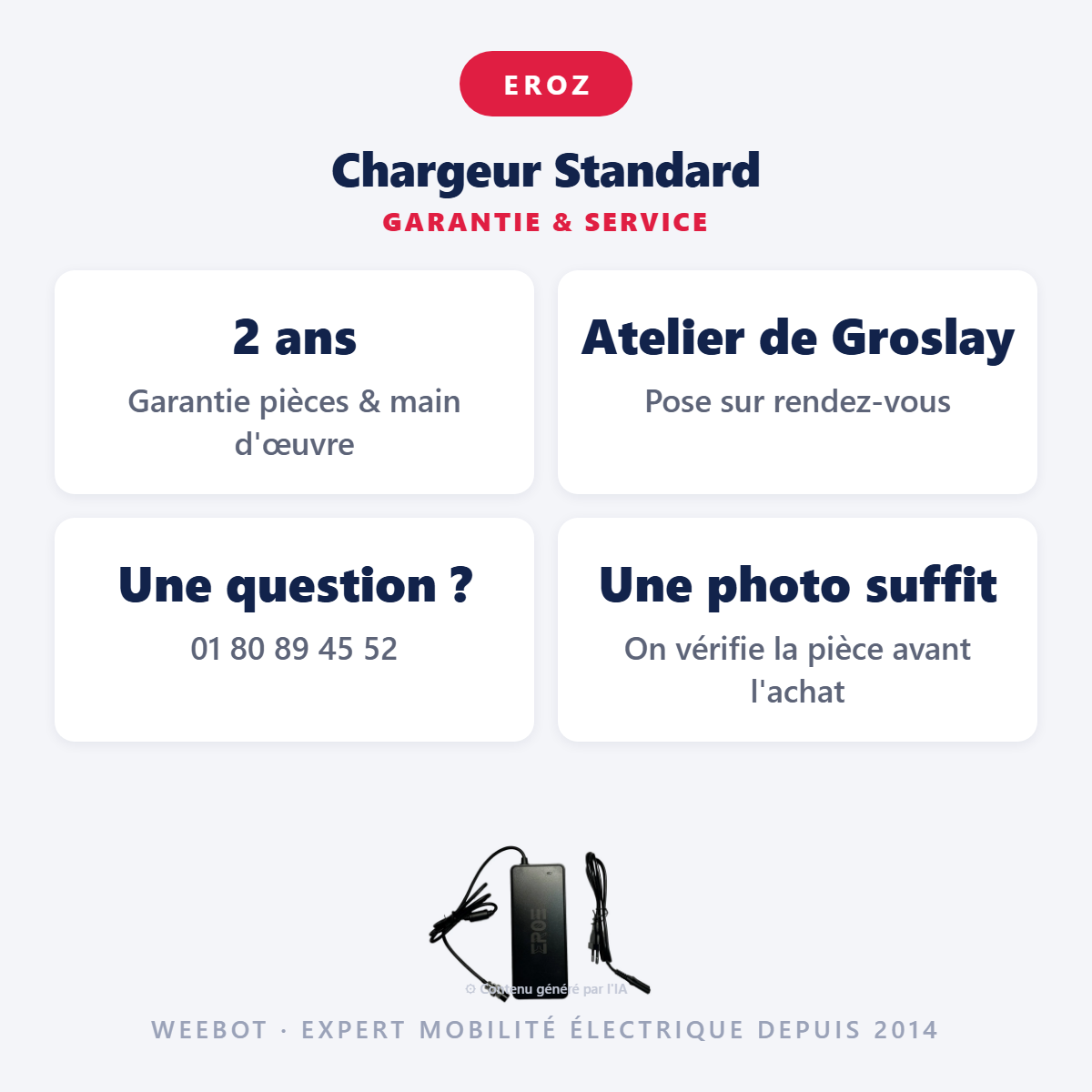 Chargeur Standard : garantie 2 ans et service après-vente