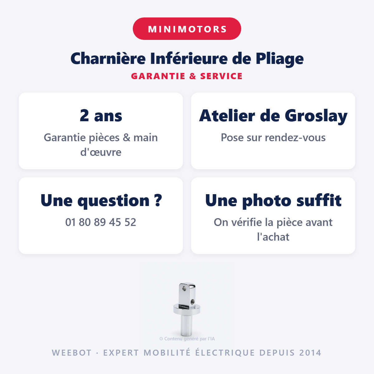 Charnière Inférieure de Pliage : garantie 2 ans et service après-vente