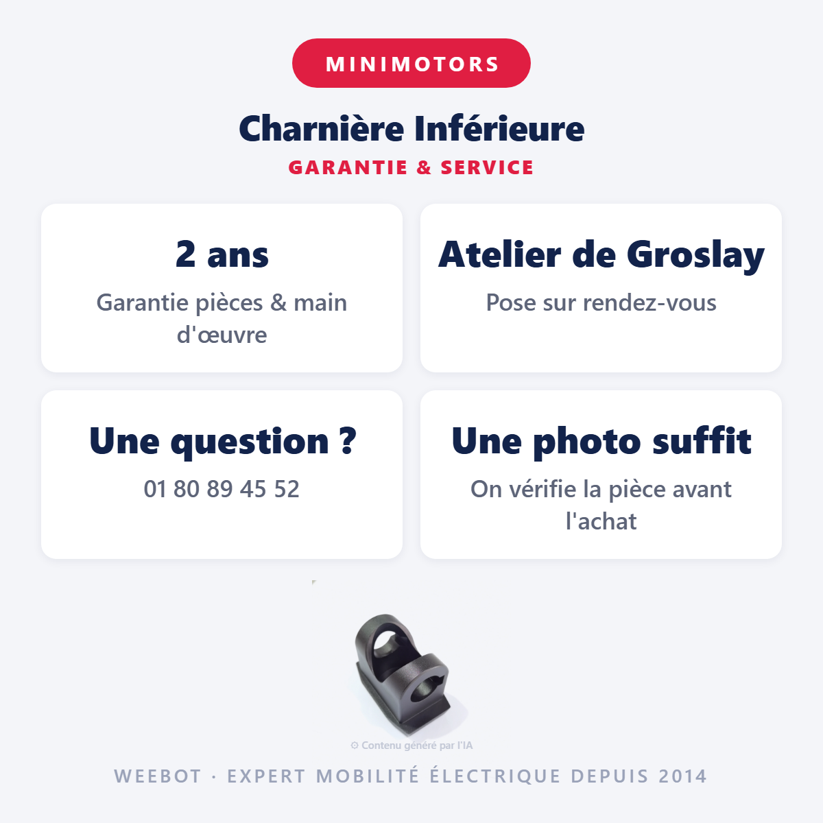 Charnière Inférieure : garantie 2 ans et service après-vente