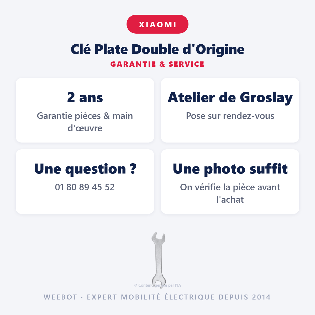 Clé Plate Double d'Origine : garantie 2 ans et service après-vente