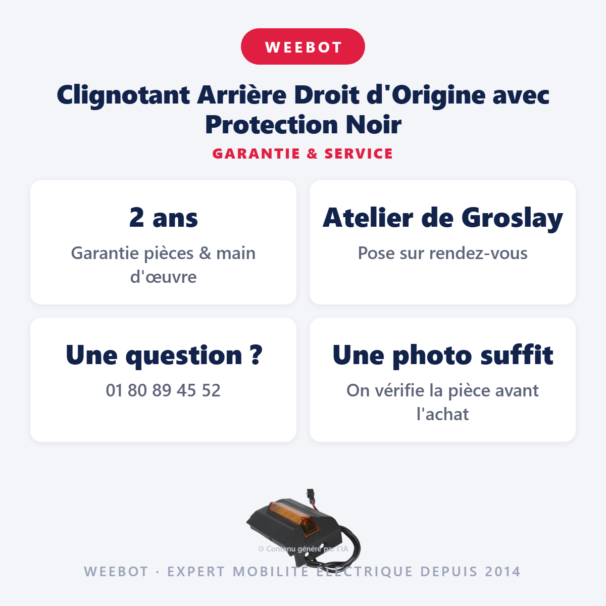 Clignotant Arrière Droit d'Origine avec Protection Noir : garantie 2 ans et service après-vente