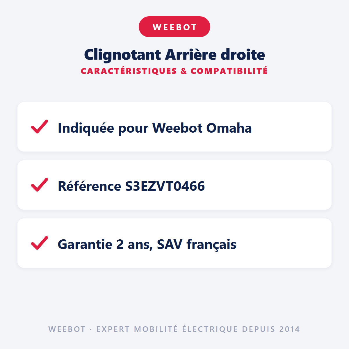 Clignotant Arrière droite : caractéristiques et compatibilité