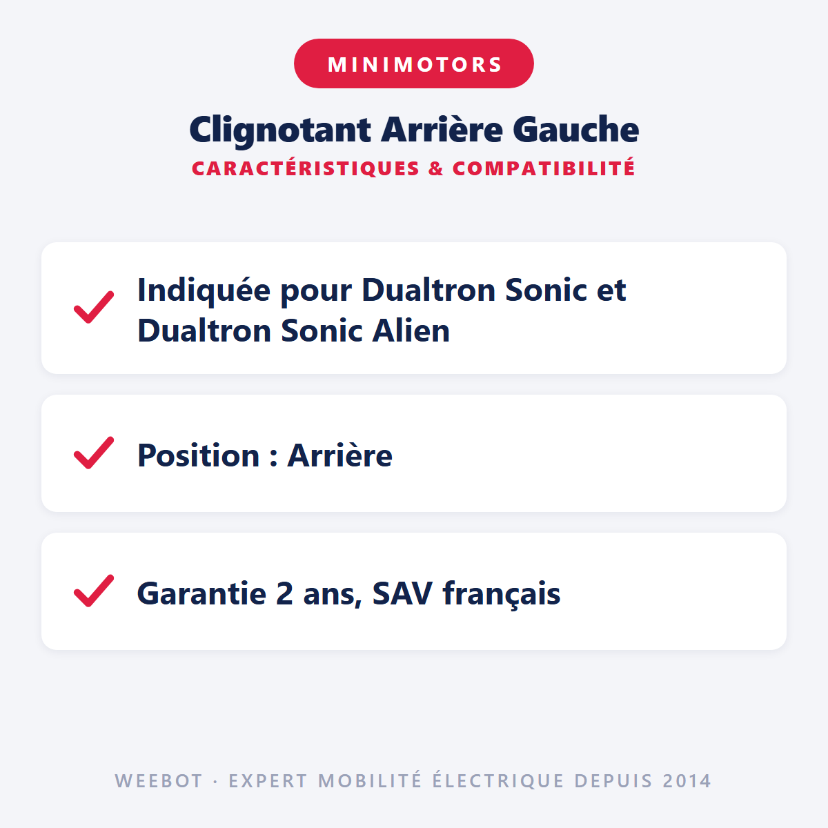 Clignotant Arrière Gauche : caractéristiques et compatibilité