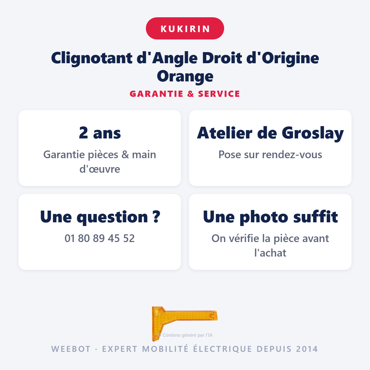 Clignotant d'Angle Droit d'Origine Orange : garantie 2 ans et service après-vente