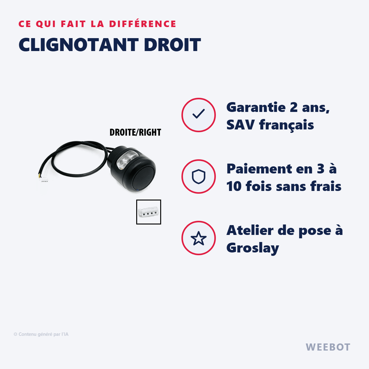 Clignotant Droit pour Trottinette Électrique Ninebot Segway Max G2 - Weebot