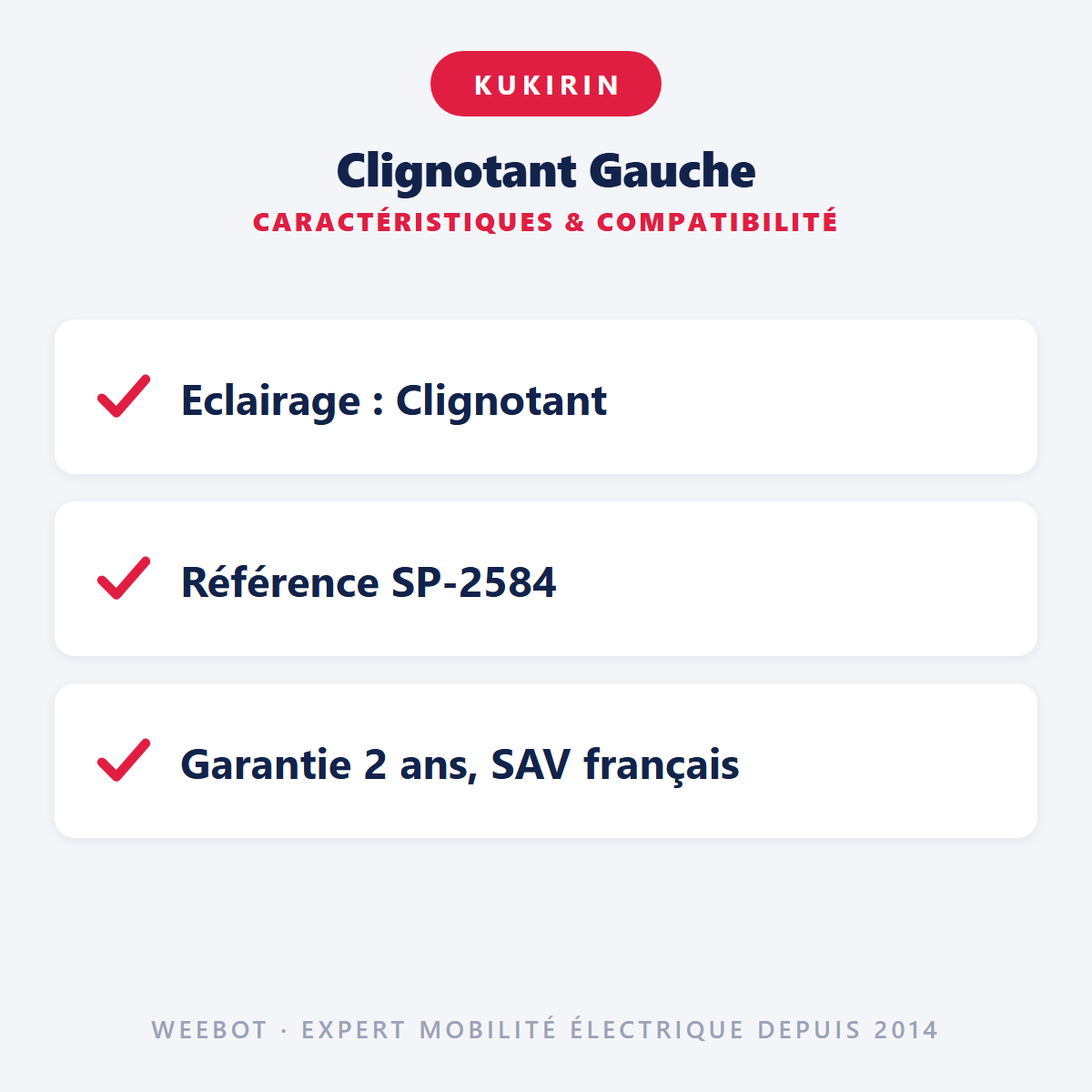Clignotant Gauche : caractéristiques et compatibilité