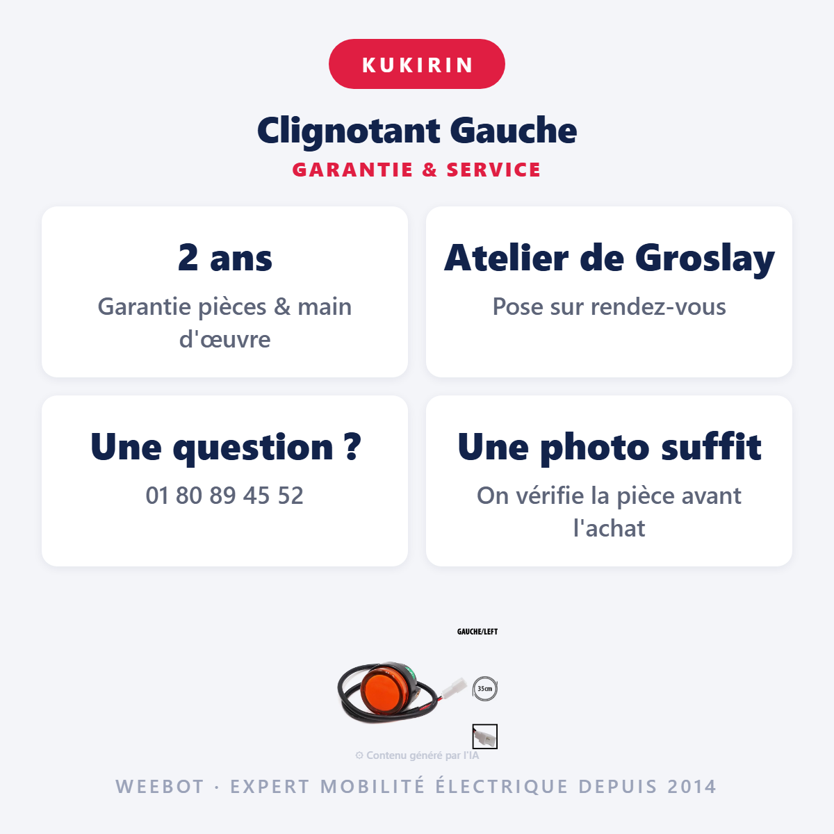 Clignotant Gauche : garantie 2 ans et service après-vente
