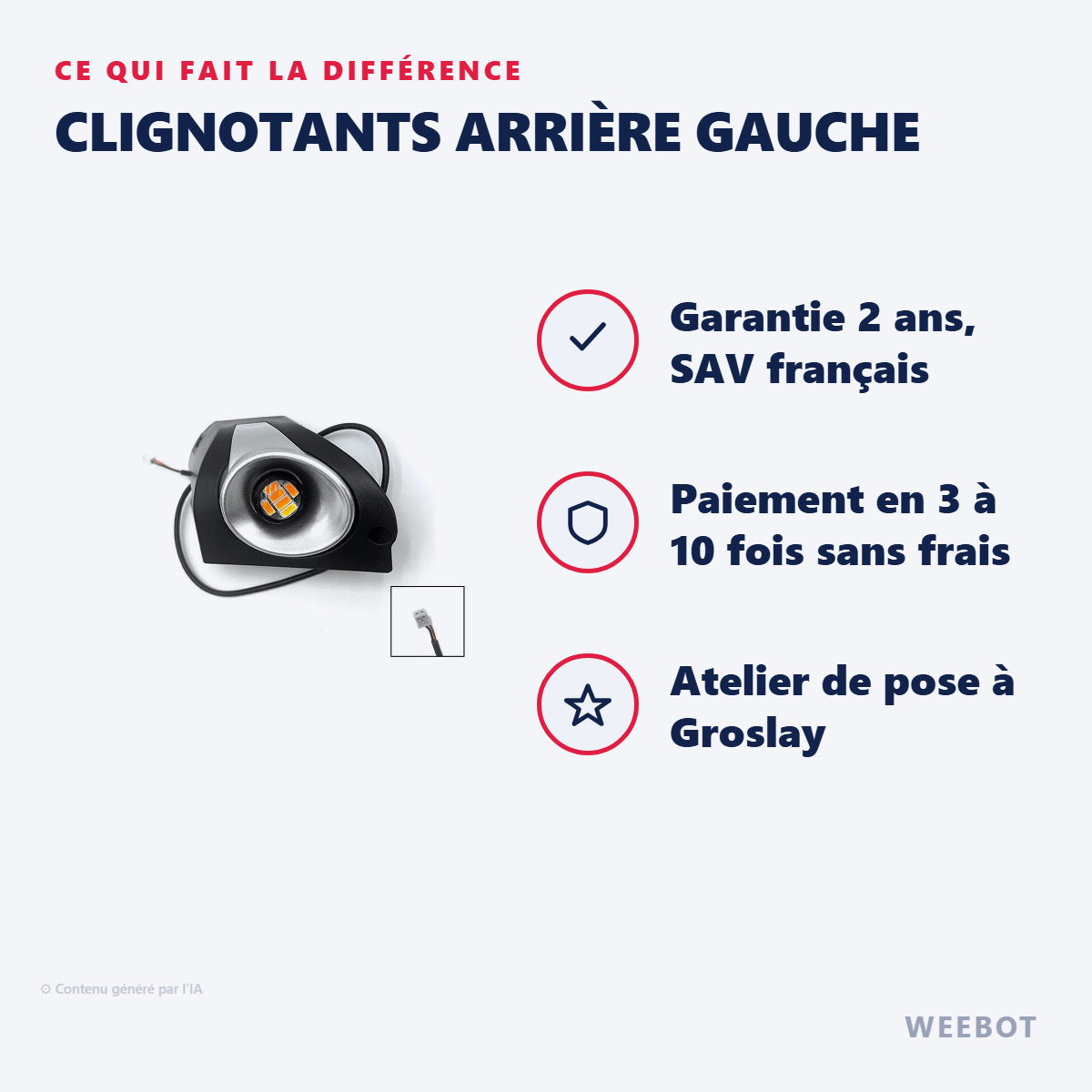 Clignotants Arrière Gauche pour Trottinette Électrique Dualtron Pop - Weebot