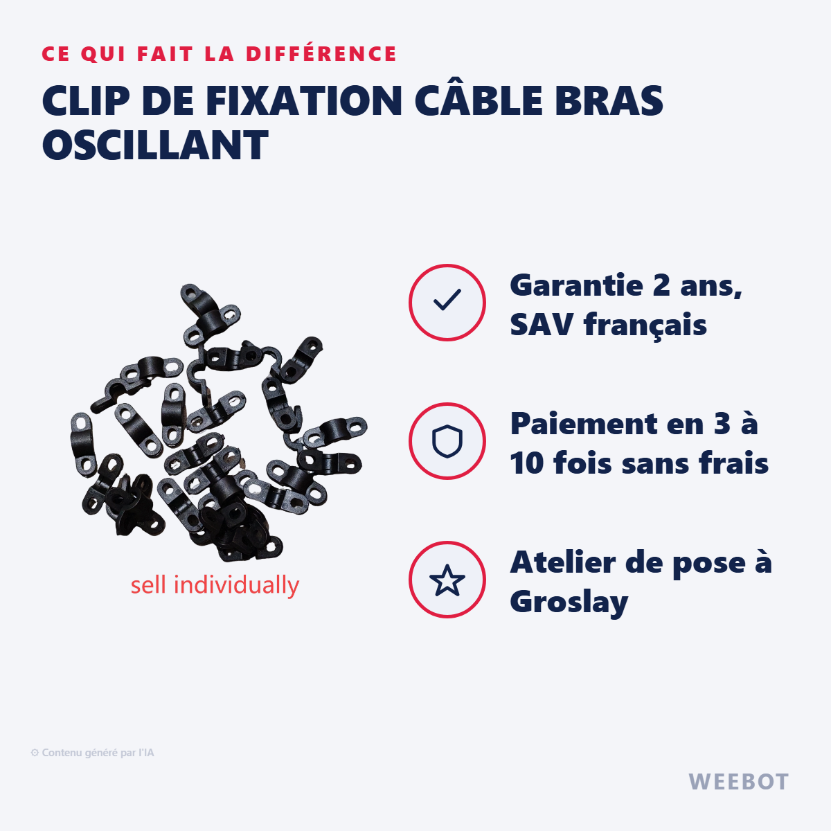 Clip de Fixation Câble Bras Oscillant : les points forts