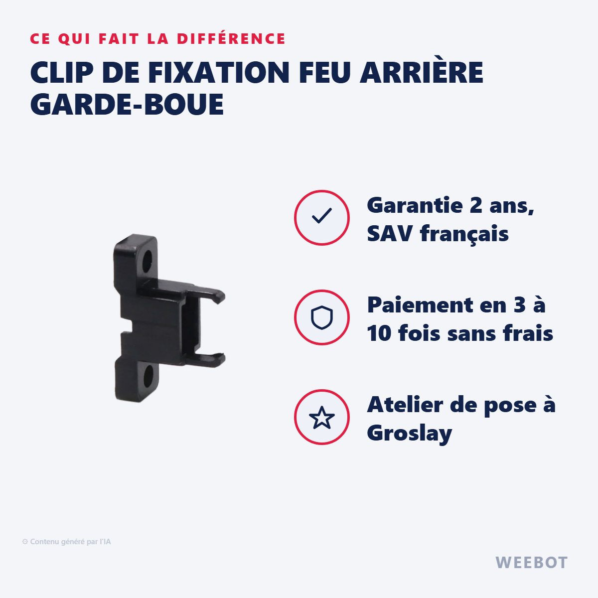 Clip de Fixation Feu Arrière Garde-Boue : les points forts