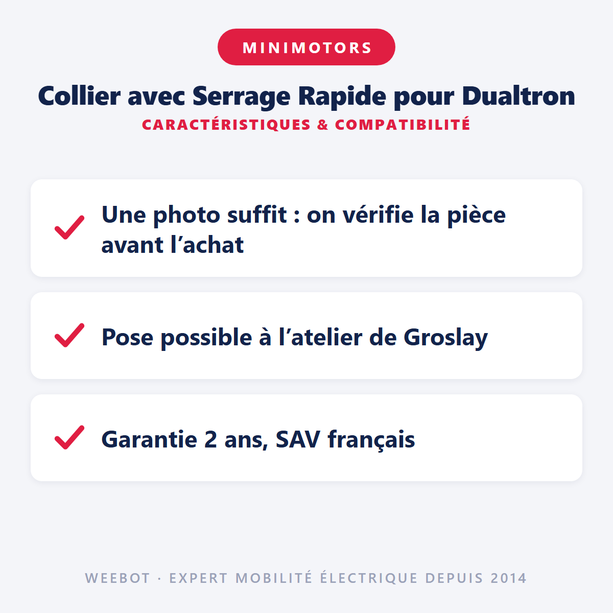 Collier avec Serrage Rapide pour Dualtron : caractéristiques et compatibilité
