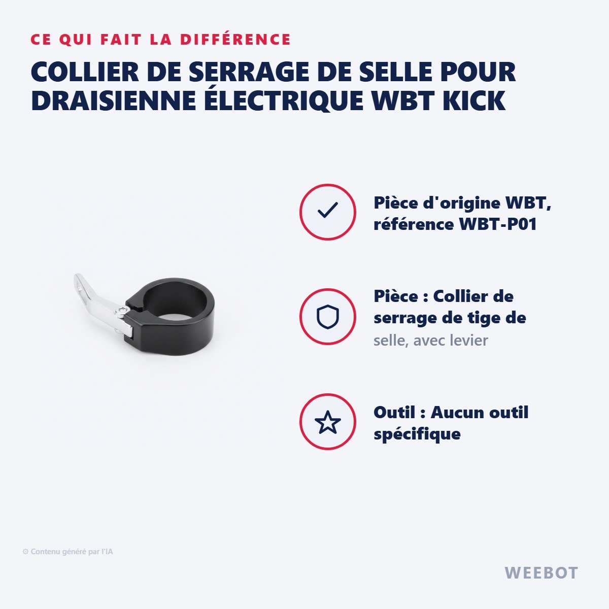 Collier de Serrage de Selle pour Draisienne Électrique WBT Kick - Weebot