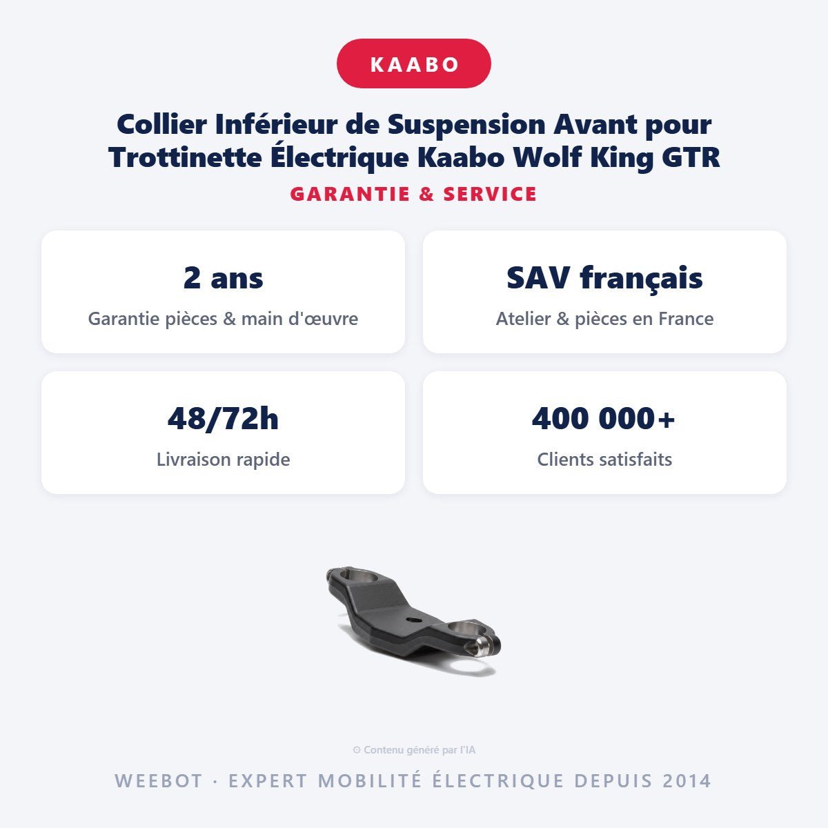 Collier Inférieur de Suspension Avant pour Trottinette Électrique Kaabo Wolf King GTR - Weebot
