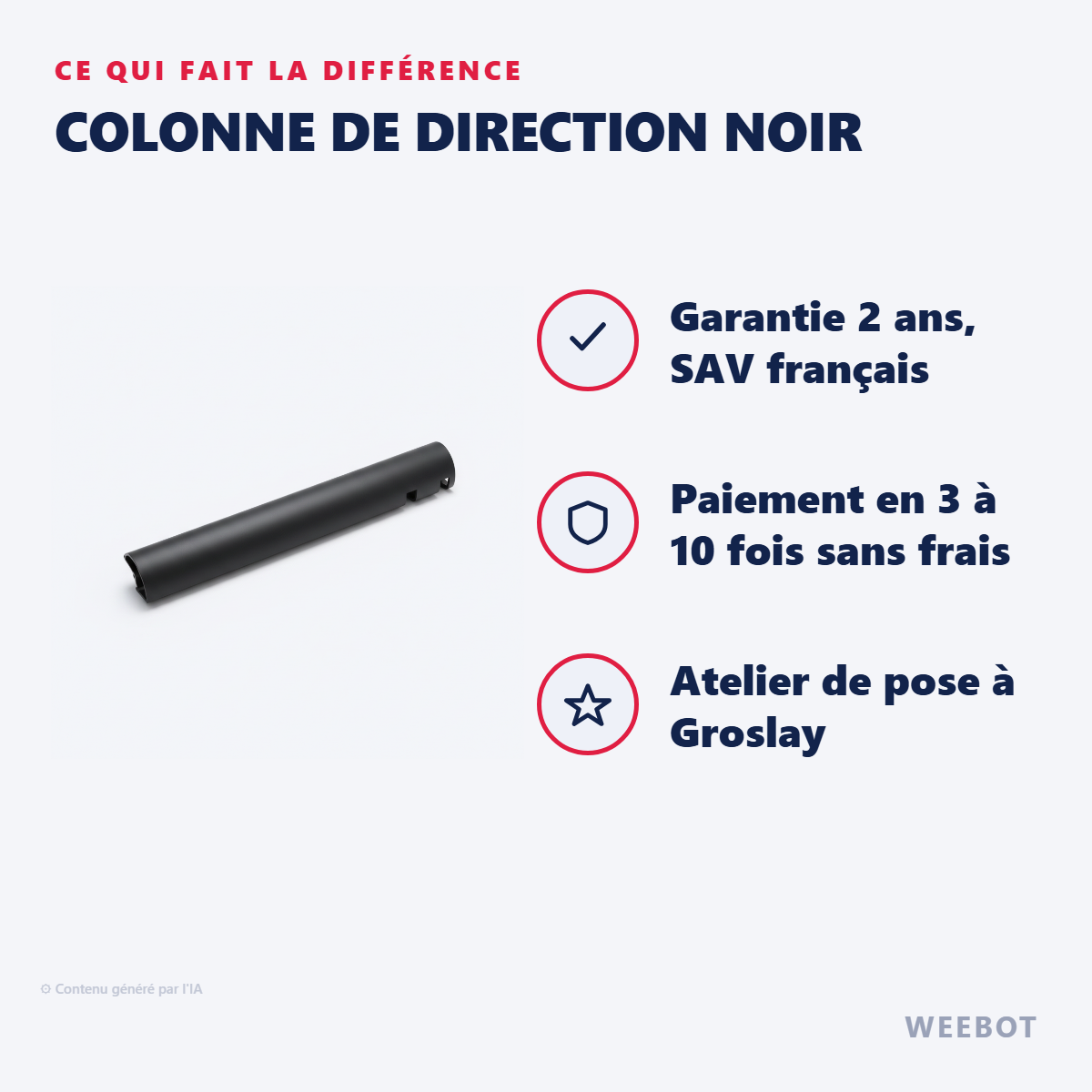 Colonne de Direction Noir : les points forts