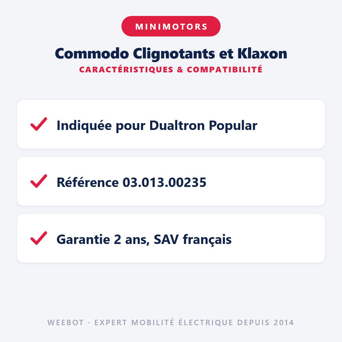Commodo Clignotants et Klaxon pour Trottinette Electrique Dualtron Popular - Weebot