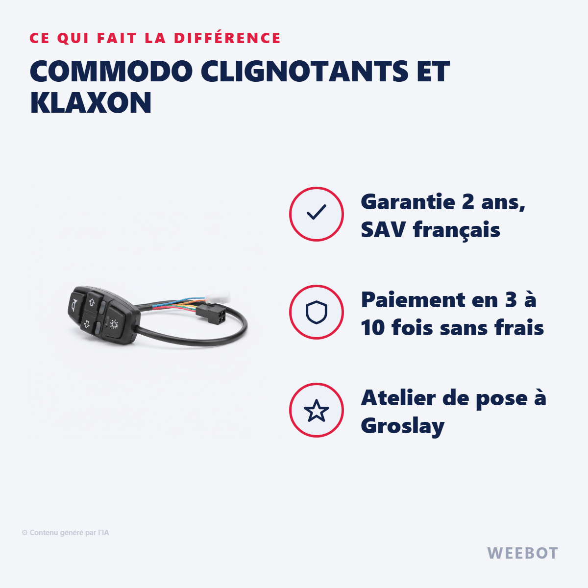 Commodo Clignotants et Klaxon pour Trottinette Electrique Dualtron Popular - Weebot