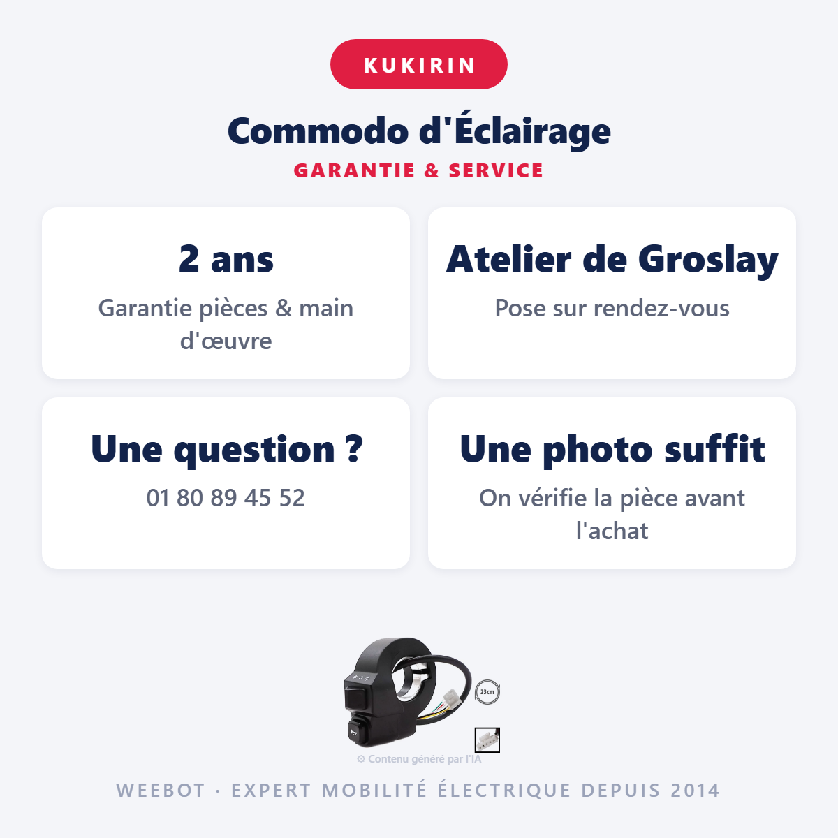 Commodo d'Éclairage : garantie 2 ans et service après-vente