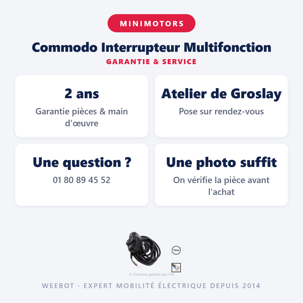 Commodo Interrupteur Multifonction : garantie 2 ans et service après-vente