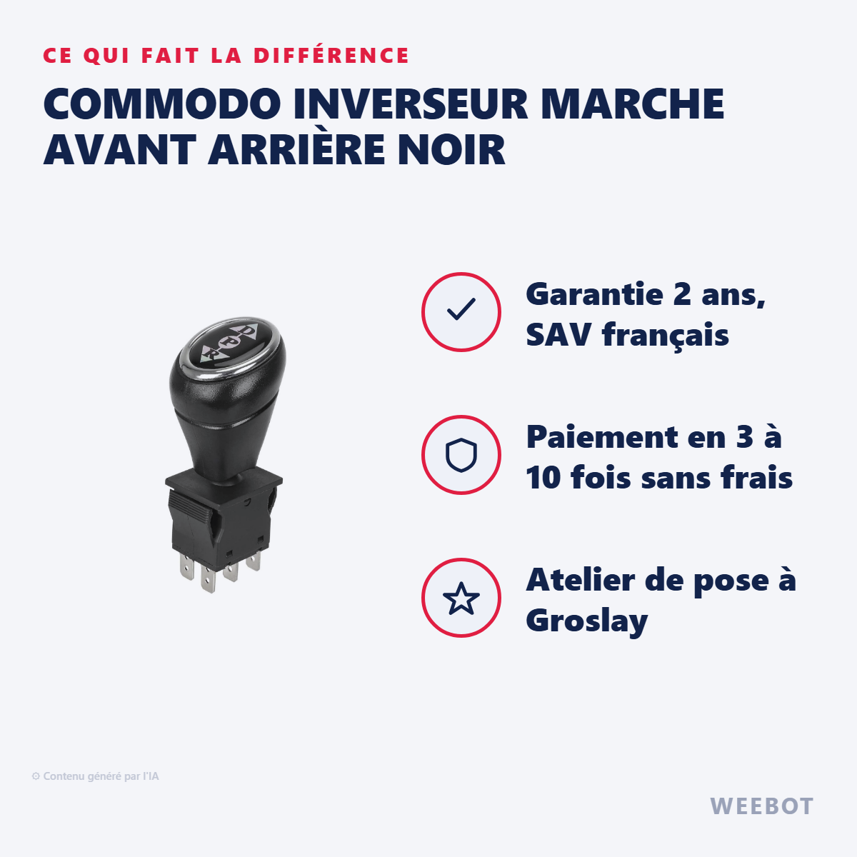 Commodo Inverseur Marche Avant Arrière Noir : les points forts