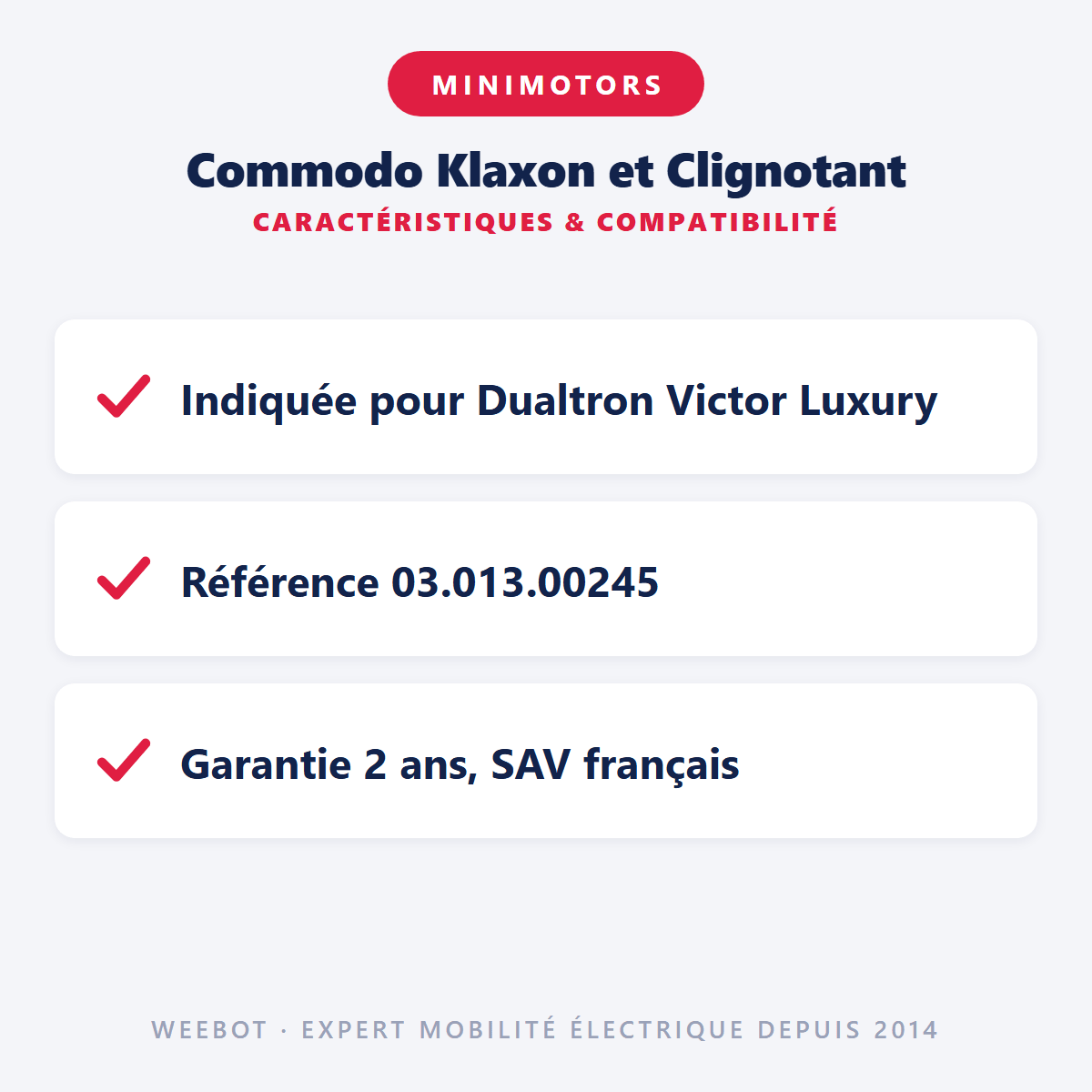Commodo Klaxon et Clignotant pour Trottinette Electrique Dualtron Victor Luxury + - Weebot