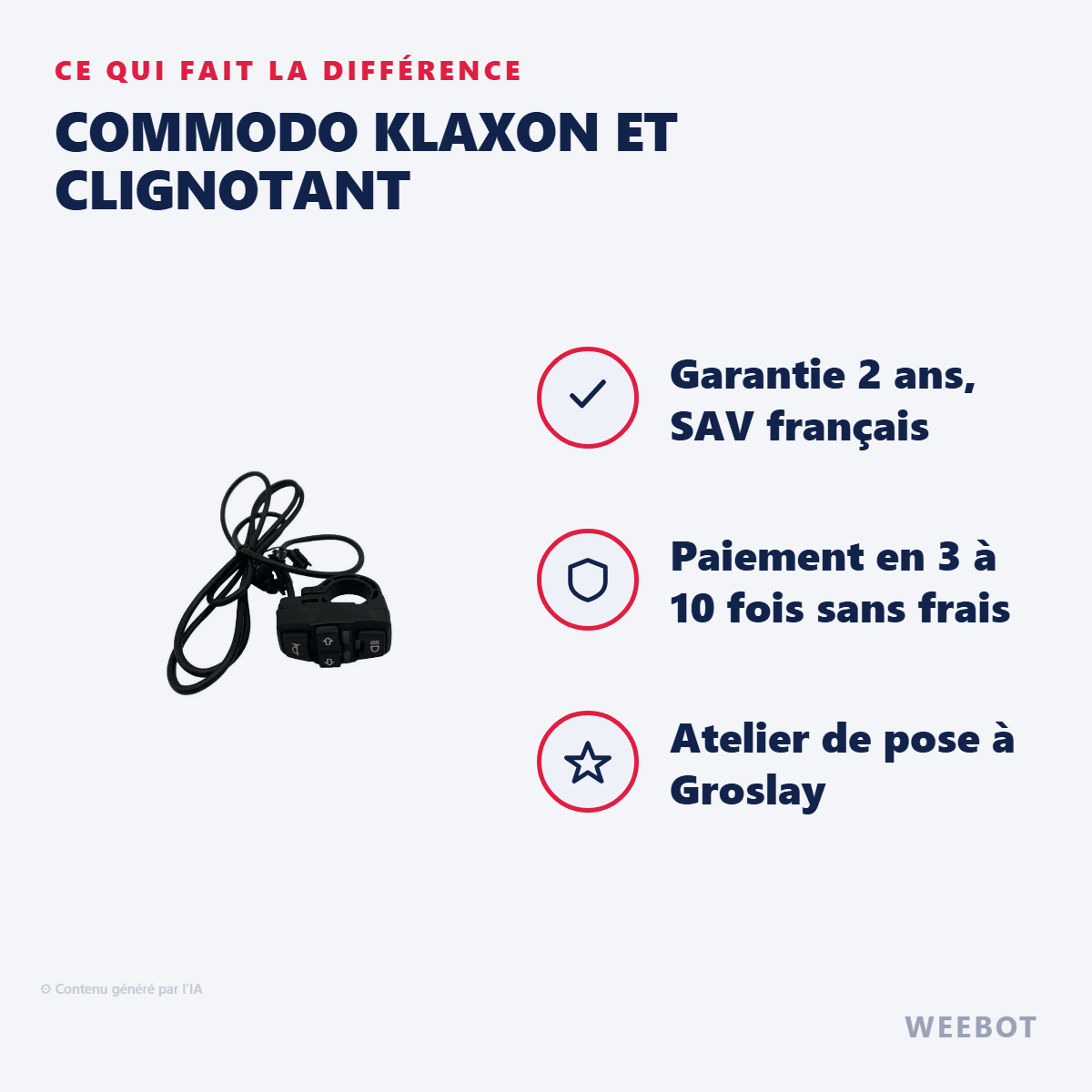 Commodo Klaxon et Clignotant pour Trottinette Electrique Dualtron Victor Luxury + - Weebot