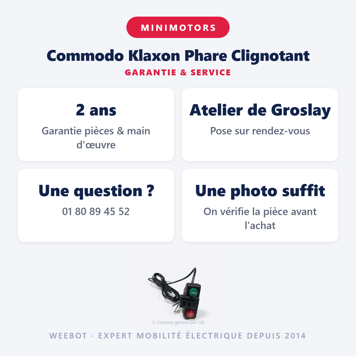 Commodo Klaxon Phare Clignotant : garantie 2 ans et service après-vente