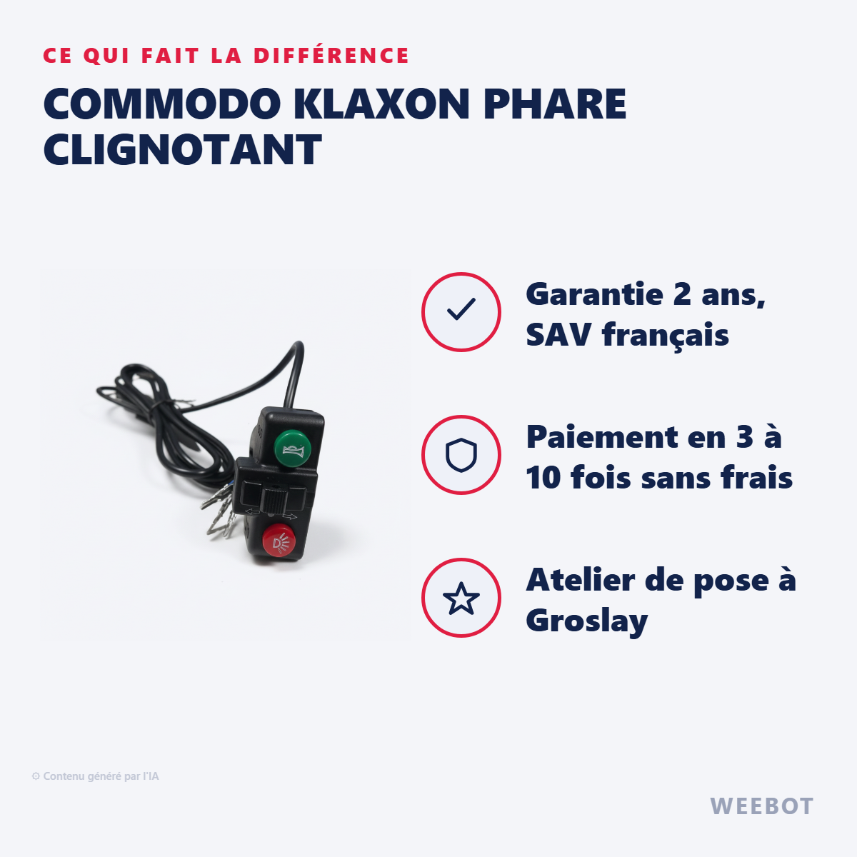 Commodo Klaxon Phare Clignotant : les points forts