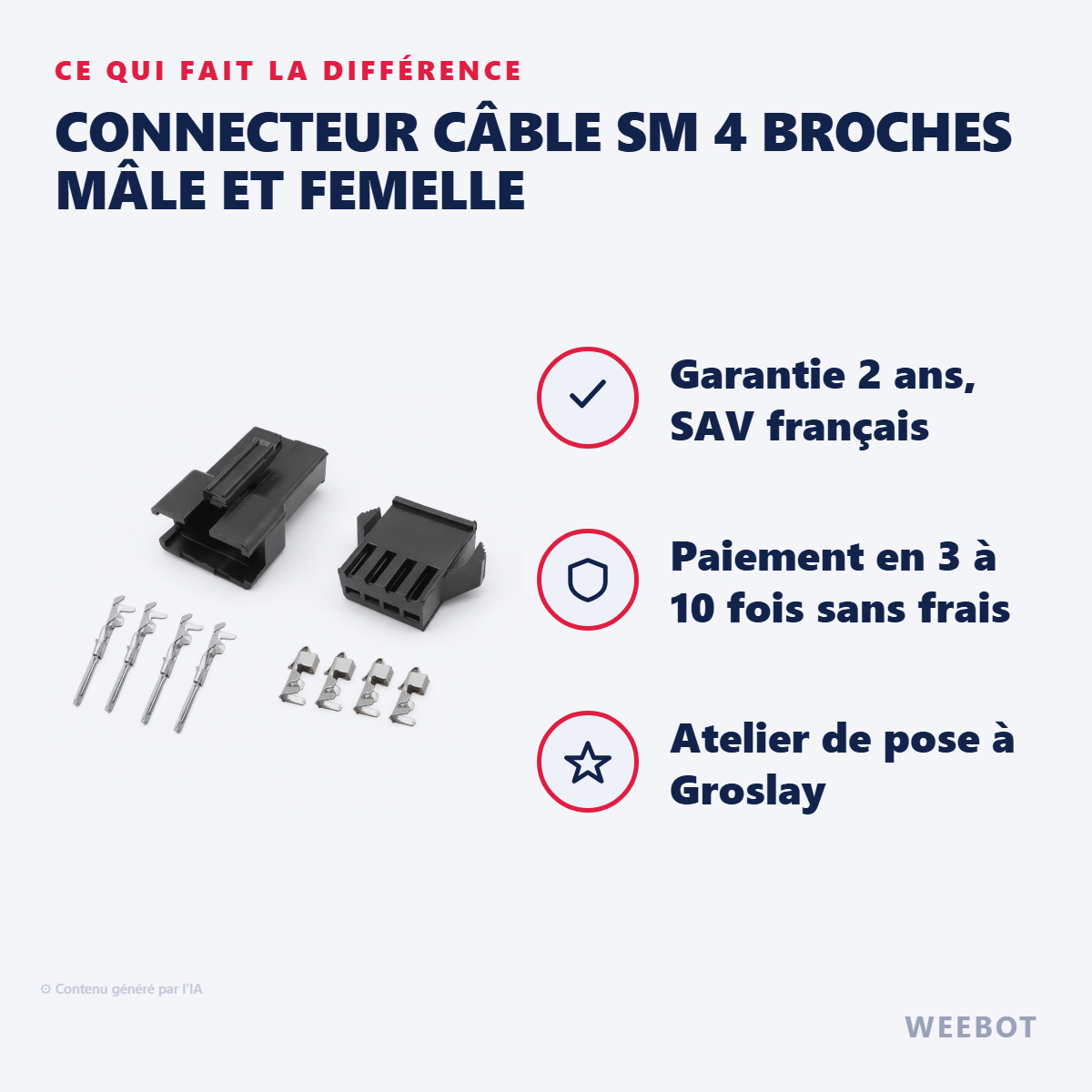 Connecteur Câble SM 4 Broches Mâle et Femelle : les points forts