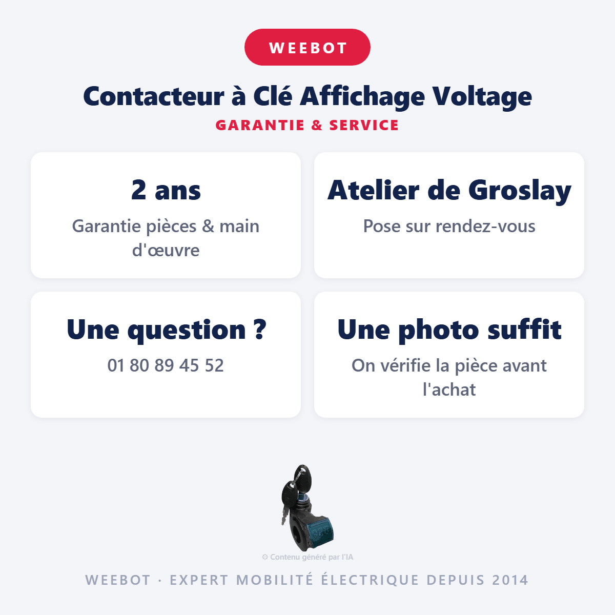 Contacteur à Clé Affichage Voltage pour Trottinette Électrique - Weebot