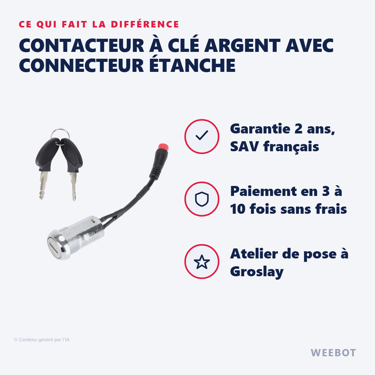 Contacteur à Clé Argent avec Connecteur Étanche : les points forts